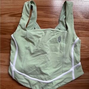 Free People Sage Green Sports Bra with White Trim